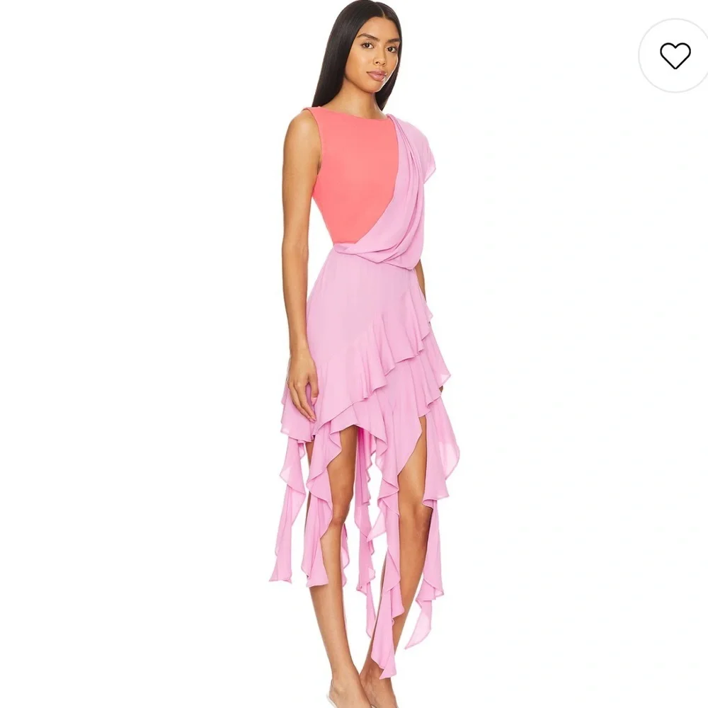 L’academie by Marianna Zita Midi Dress in Purple & Coral